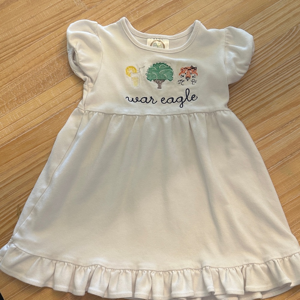 War Eagle Girls' White Embroidered Ruffle Dress